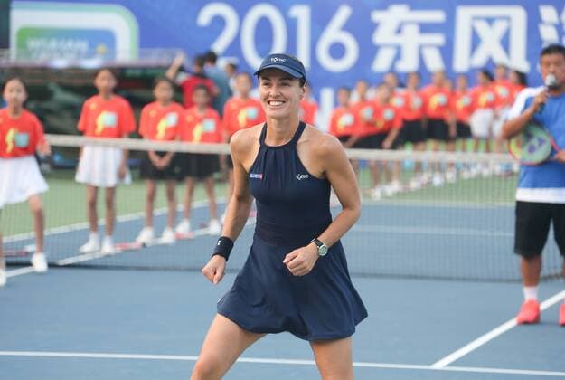 WUHAN, CHINA - SEPTEMBER 25: Swiss tennis player Martina Hingis attends an activity on day 1 of the 2016 WTA Tennis Damen Dongfeng Motor Wuhan Open on September 25, 2016 in Wuhan, China.  CFP492686331 