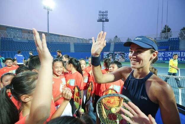 WUHAN, CHINA - SEPTEMBER 25: Swiss tennis player Martina Hingis attends an activity on day 1 of the 2016 WTA Tennis Damen Dongfeng Motor Wuhan Open on September 25, 2016 in Wuhan, China.  CFP492686334 