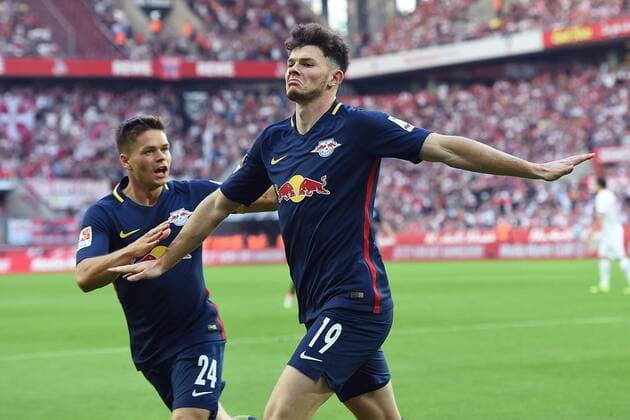 Fußball 1. Bundesliga 5. Spieltag 1. FC Köln - RB Leipzig am 25.09.2016 im RheinEnergieStadion in Köln Torjubl zum 0:1 durch Oliver Burke ( Leipzig ) xRx