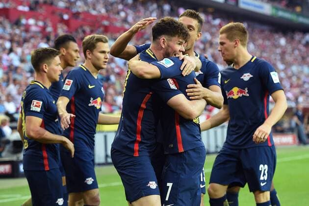 Fußball 1. Bundesliga 5. Spieltag 1. FC Köln - RB Leipzig am 25.09.2016 im RheinEnergieStadion in Köln Torjubl zum 0:1 durch Oliver Burke ( Leipzig ) xRx