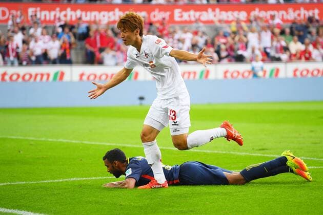 Fussball, 1.BL Saison 2016 2017, Spieltag 5, 1.FC Koeln vs RB Osako Leipzig 25.09.2016, Rheinenergiestadion Köln, Yuya Osako, 1.FC köln , Torjubel
