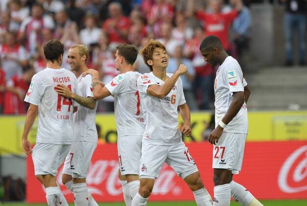 25.09.2016, Fussball GER, 1. Bundesliga Saison 2016 2017, 5. Spieltag, 1. FC Koeln - RB Leipzig, Jubel Yuya Osako (1.FC Koeln), 2. v.re.