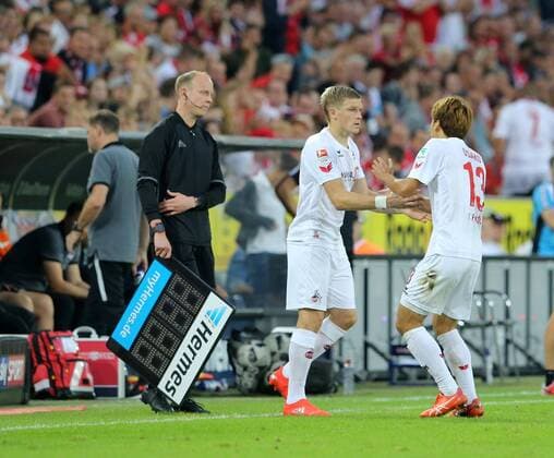 vl. Artjoms Rudnevs (FC Koeln, 9), Yuya Osako (FC Koeln, 13), 1. FC Koeln - RB Leipzig, Koeln Copyright: xHorn xEibner-Pressefotox EP_bhorn