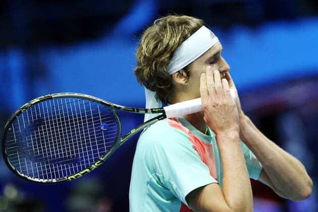 ST PETERSBURG, RUSSIA - SEPTEMBER 25, 2016: Alexander Zverev of Germany reacts after winning the men s singles final against Switzerland s Stanislas Stan Wawrinka at the 2016 St. Petersburg Open international tennis tournament. Peter Kovalev TASS  TS03268D