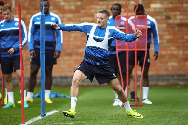 26.09.2016, Trainingsground, Leicester, ENG, UEFA CL, Leicester City, Training, im Bild Jamie Vardy of Leicester City Jamie Vardy of Leicester City during Trainingssession before the UEFA Championsleague Group G Match between Leicester City and FC Porto at the Trainingsground in Leicester, Great Britain on 2016 09 26. Leicester  EP_fil  