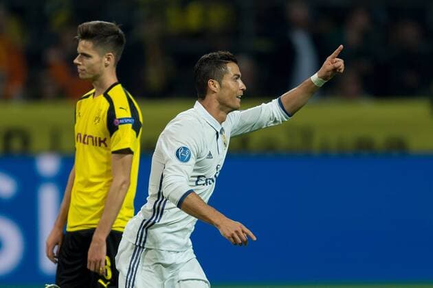Dortmund, Germany 27.09.2016, UEFA Champions League - 2016 17 Season, Group F - Matchday 2, BV Borussia Dortmund - Real Madrid, Cristiano Ronaldo (Real Madrid) jubelt nach seinem treffer zum 0:1 ( DeFodi001