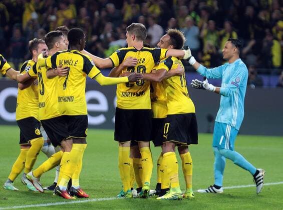 27.09.2016, xovx, Fussball UEFA Champions League, Borussia Dortmund - Real Madrid, emspor emonline, Jubel nach dem Tor zum 1:1 durch Pierre-Emerick Aubameyang (Borussia Dortmund), Aktion. Dortmund