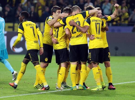 27.09.2016, xovx, Fussball UEFA Champions League, Borussia Dortmund - Real Madrid, emspor emonline, Jubel nach dem Tor zum 1:1 durch Pierre-Emerick Aubameyang (Borussia Dortmund), Aktion. Dortmund