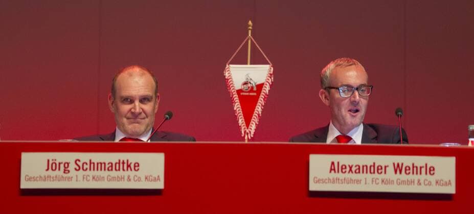 1. FC Köln Mitgliederversammlung 2016 Lanxess Arena Deutschland Datum: 26.09.2016 Links: Jörg Schmadtke (1. FC Köln) Rechts: Alexander Wehrle (1. FC Köln)