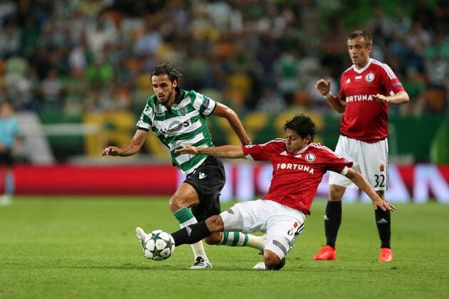 Lissabon, Portugal - Fussball, Champions League, Sporting Lissabon vs. Legia Warschau: BRYAN RUIZ GUILHERME MIROSLAV RADOVIC  160927PYK0115