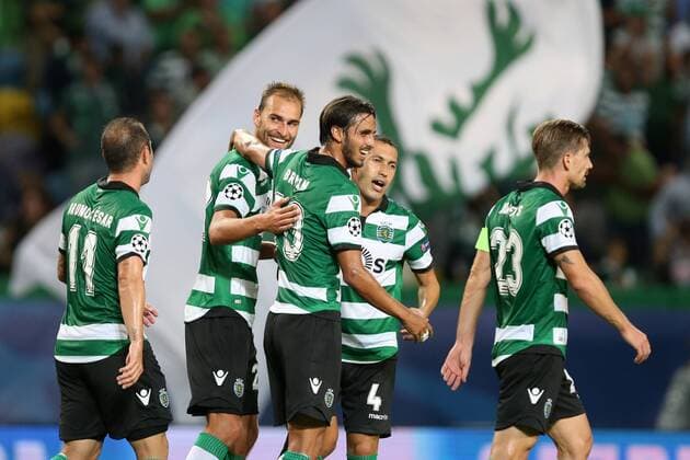 Lissabon, Portugal - Fussball, Champions League, Sporting Lissabon vs. Legia Warschau: BAS DOST BRYAN RUIZ JEFFERSON  160927PYK0145