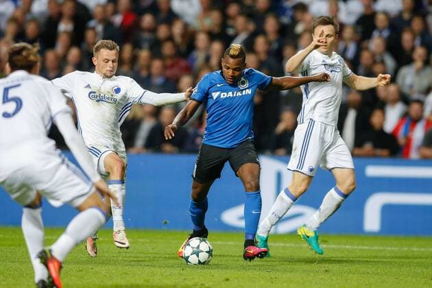 Club s Jose Izquierdo pictured in action during a soccer game between Danish club F.C. Kobenhavn and Belgian team Club Brugge KV in Copenhagen, Denmark, Tuesday 27 September 2016, the second game in the group stage of the UEFA Champions League competition, in group G. BRUNOxFAHY  x04941967x