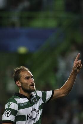 September 27, 2016 - Lisbon, Portugal - Sporting s forward Bas Dost celebrates after scoring a goal during the Champions League football match between Sporting CP and Legia Warsaw at Jose Alvalade Stadium in Lisbon on September 27, 2016. Sporting Clube de Portugal v Legia Warszawa - UEFA Champions League  - ZUMAn230