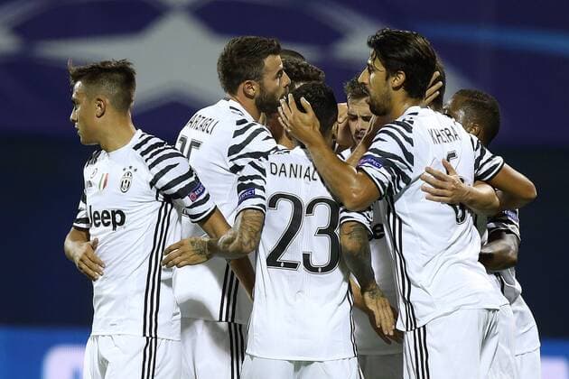 Champions League, Dinamo -Juventus 27.09.2016., Maksimir Stadium, Zagreb - Champions League, Group H, Round 2, GNK Dinamo - Juventus FC. Celebration of Juventus players  GoranxStanzl PIXSELL