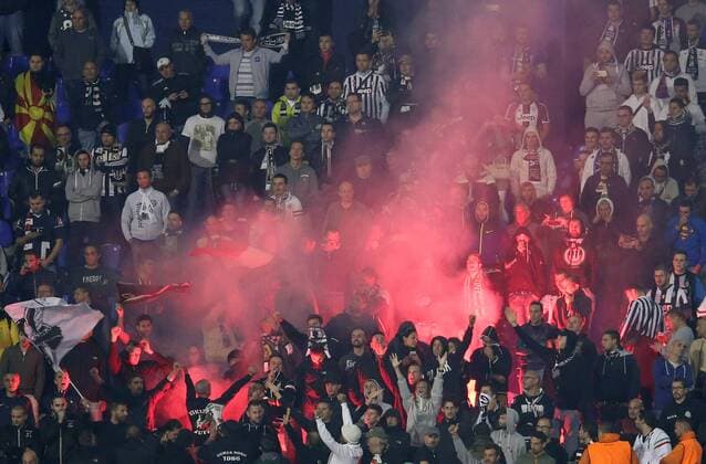 Champions League, Dinamo -Juventus 27.09.2016., Maksimir Stadium, Zagreb - Champions League, Group H, Round 2, GNK Dinamo - Juventus FC.The fans threw a flare into the field  IgorxKralj PIXSELL