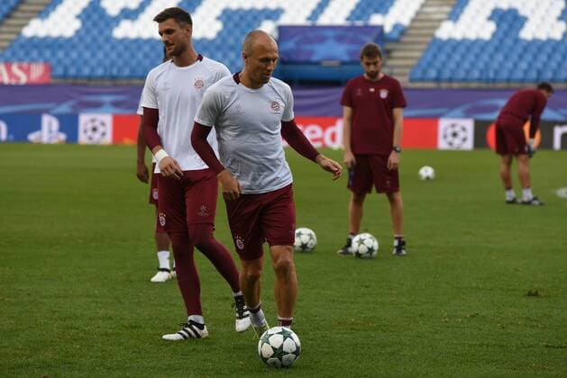 Madrid: Bayer Munich Training Session Bayer Munich s players pictured during a training Session ahead of Champions League match with Atlético Madrid.  JorgexSanzx xPacificxPress