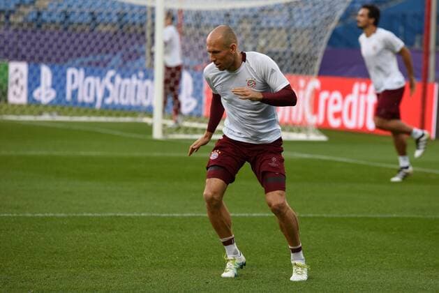 Madrid: Bayer Munich Training Session Bayer Munich s player Robben pictured during a training Session ahead of Champions League match with Atlético Madrid.  JorgexSanzx xPacificxPress