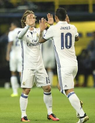 Foto: Torjubel Real , James Rodriguez und Luka Modric Fussball - Championsleague am Di. 27.09.2016 Gruppenphase, Borussia Dortmund - Real Madrid