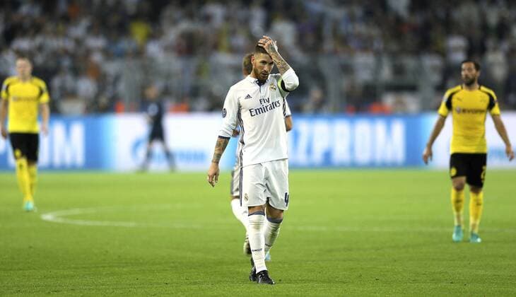 Foto: Enttäuschung bei Sergio Ramos Real Fussball - Championsleague am Di. 27.09.2016 Gruppenphase, Borussia Dortmund - Real Madrid 2 - 2