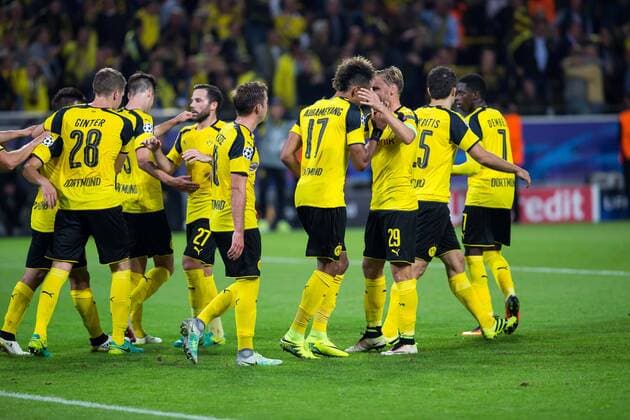 September 27, 2016 - Dortmund, Germany - Pierre-Emerick Aubameyang (Borussia Dortmund), celebrates score during the UEFA Champions League: First Qualifying Round 1st Leg match between Borussia Dortmund and Real Madrid CF at Signal Iduna Park on September 27, 2016 in Dortmund, Germany. Borussia Dortmund v Real Madrid CF - UEFA Champions League  - ZUMAn230