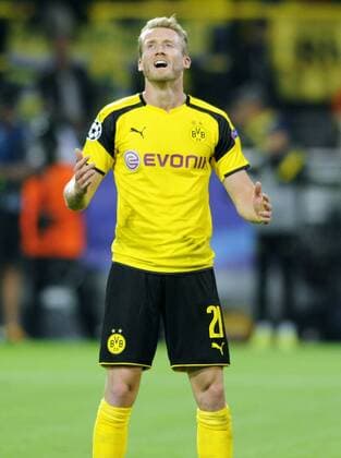 Fussball, UEFA Champions League, Herren, Saison 2016 2017, Gruppe F, 2. Spieltag, Signal Iduna Park Dortmund, Bor. Dortmund (gelb) - Real Madrid (weiss) 2:2; Andre Schürrle (BVB). Aktion, Einzelbild.