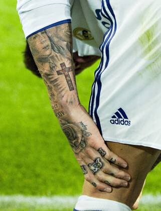 Dortmund, 27.09.2016, Signal-Iduna-Park Tattoo Sergio Ramos (Real) Borussia Dortmund - Real Madrid