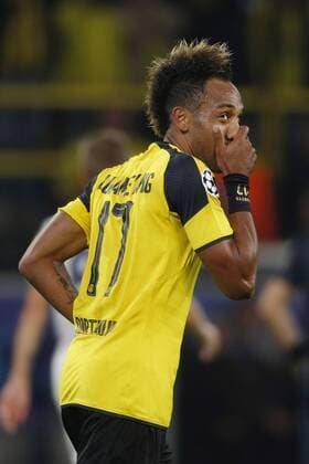 Dortmund, Deutschland, UEFA - CL , Spieltag 2 , International, Borussia Dortmund - Real Madrid 2-2 am 27. 09 .2016 im Signal Iduna Park in Dortmund Pierre-Emerick AUBAMEYANG (BVB) freut sich nach seinem Treffer zum 1-1