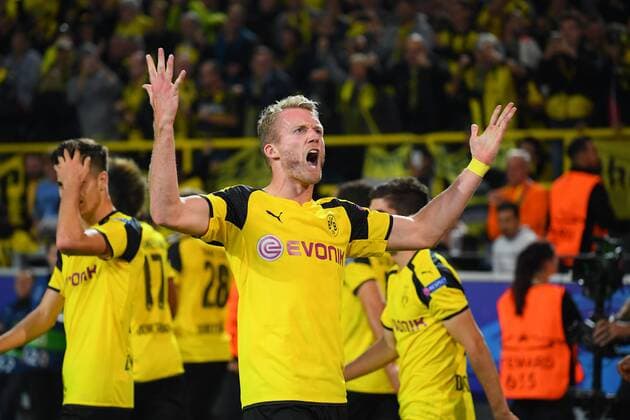 Fussball, UEFA Champions League, Saison 2016 2017, Spieltag 2, Borussia Dortmund vs Real Madrid CF , 27.09.2016, BVB Stadion Dortmund, Andre Schürrle BVB, Aktion Einzelbild, Torjubel