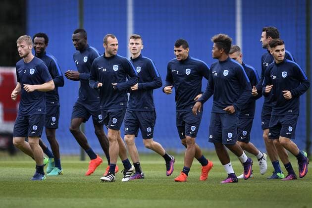 Genk s Jakub Brabec, Genk s Thomas Buffel, Genk s Nikolaos Karelis, Genk s Leon Bailey and Genk s Paolo Sabak pictured during a training session of Belgian soccer team KRC Genk in Genk, Wednesday 28 September 2016. Tomorrow KRC Genk is playing the second game in the group stage of the Europa League competition against Italian club US Sassuolo Calcio. YORICKxJANSENS  x04942138x