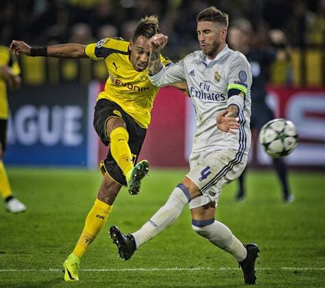 Pierre-Emerick Aubameyang (BvB), Sergio Ramos (Real) 27.09.2016, Dortmund, Borussia Dortmund vs. Real Madrid Â