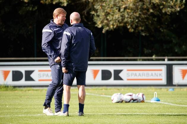 Gent s head coach Hein Vanhaezebrouck and Gent s assistant coach Peter Balette pictured during a training session of Belgian soccer team KAA Gent, Wednesday 28 September 2016, in Gent. Tomorrow Gent is playing Turkish club Atiker Konyaspor in the second match of the group stage of the Europa League competition. KURTxDESPLENTER  x04942185x