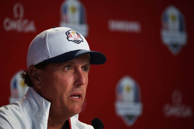 GOLF - Ryder Cup 2016 CHASKA,MINNESOTA,USA,28.SEP.16 - GOLF - Ryder Cup, Hazeltine National Golf Club, press conference PK Pressekonferenz Image shows Phil Mickelson (USA). GEPAxpictures xDanielxGoetzhaber