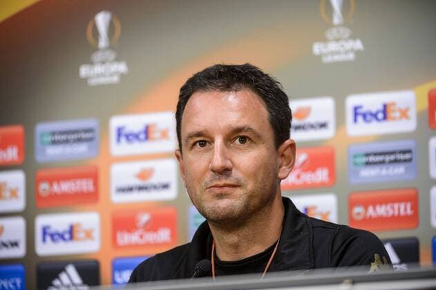 Standard s head coach Aleksandar Jankovic pictured during a press conference PK Pressekonferenz of Belgian soccer team Standard de Liege in Amsterdam, The Netherlands, Wednesday 28 September 2016. Tomorrow Standard is playing the second game of the group stage of the Europa League competition against Dutch team Ajax Amsterdam. NICOLASxLAMBERT  x04942763x