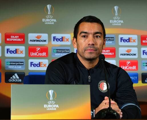 Feyenoord s Coach Giovanni van Bronckhorst attend a press conference PK Pressekonferenz following a training session in Istanbul, Turkey, 28 September 2016. Feyenoord will face Fenerbahce in a UEFA Europa League Group a match on 29 September 2016. 