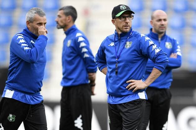 Sassuolo s head coach Italian Eusebio Di Francesco pictured during a training session of Italian soccer club US Sassuolo Calcio in Genk, Wednesday 28 September 2016. Tomorrow Sassuolo is playing the second game in the group stage of the Europa League competition against Belgian team KRC Genk. YORICKxJANSENS  x04942952x