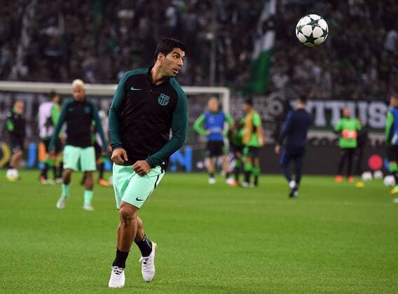 28.09.2016, xjhx, Fussball UEFA Europa League, Borussia Moenchengladbach - FC Barcelona Barca emspor , v.l. Luis Suarez (FC Barcelona) Moenchengladbach