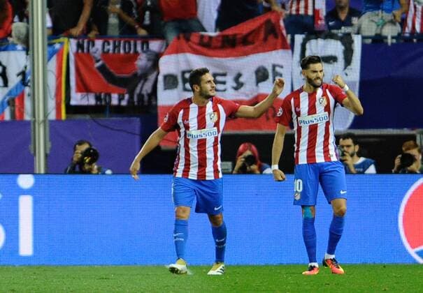 Atletico de Madrid Midfielder, Yannick Ferreira Carrasco, number 10 celebrates after scoring a goal (1,0). Round Matchday 2 of the CHAMPIONS league, soccer match between Atletico de Madrid - Bayern de Munich at the Vicente Calderon estadium, Madrid - Spain by September 28, 2016. PHOTO: Gregorio Lopez.  xGregorioxLopezx x SOCCERxSPAINx