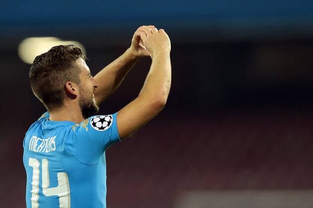 Dries Mertens Napoli, goal celebration Football Calcio UEFA Champions League 2016 2017 Group B. Napoli - Benfica Foto CesarexPurini Insidefoto cesarexpurini