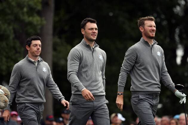 GOLF - Ryder Cup 2016 CHASKA,MINNESOTA,USA,28.SEP.16 - GOLF - Ryder Cup, Hazeltine National Golf Club. Image shows Rory Mcilroy (IRL), Martin Kaymer (GER) and Chris Wood (ENG). GEPAxpictures xDanielxGoetzhaber