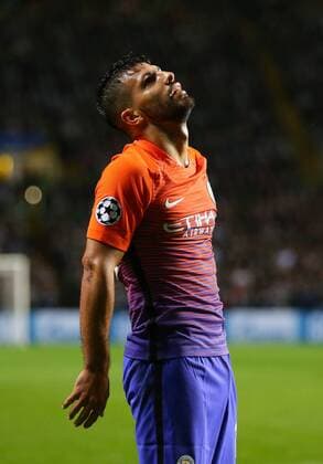 Sergio Aguero of Manchester City reacts after missing a chance during the Champions League Group C match at the Celtic Park Stadium, Glasgow. Picture date: September 28th, 2016. Pic Simon Bellis Sportimage EDITORIAL USE ONLY. No use with unauthorised audio, video, data, fixture lists, club league logos or live services. Online in-match use limited to 120 images, no video emulation. No use in betting, games or single club league player publications.
