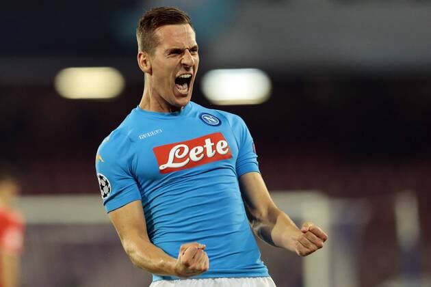 Arkadiusz Milik Napoli, goal celebration Football Calcio UEFA Champions League 2016 2017 Group B. Napoli - Benfica Foto CesarexPurini Insidefoto cesarexpurini