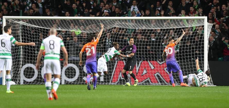 Football - 2016 2017 Champions League - Group C: Celtic vs Manchester City at Celtic Park Moussa Dembele of Celtic celebrates scoring his first goal. COLORSPORT LYNNE CAMERON 