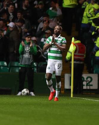 Football - 2016 2017 Champions League - Group C: Celtic vs Manchester City at Celtic Park Moussa Dembele of Celtic celebrates scoring his first goal. COLORSPORT LYNNE CAMERON 