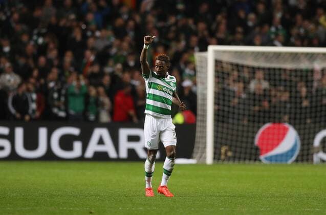Football - 2016 2017 Champions League - Group C: Celtic vs Manchester City at Celtic Park Moussa Dembele of Celtic celebrates his sides third goal COLORSPORT LYNNE CAMERON 