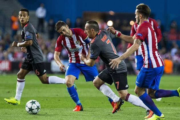 during the match of Group stage of Champions League Atletico de Madrid and Bayern Munich at Vicente Calderon Stadium in Madrid. September 28, 2016.  (20160928030)