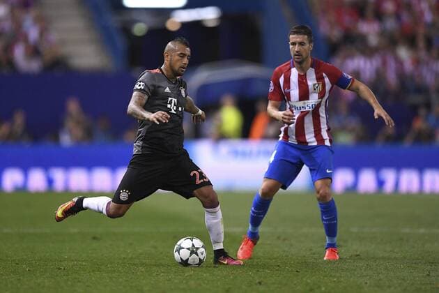 Vidal y Gabi. Champions League match betweenAtletico and Bayern Munich. In this picture, Vidal and Gabi. xJUANxAGUADOx 