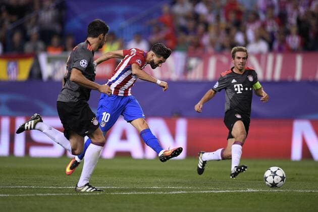 Carrasco logra su gol. Champions League match between Atletico MAdrid and Bayern Munich. In this picture, Carrasco scores his goal. xJUANxAGUADOx 