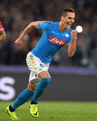 Fußball, CL, SSC Neapel - Benfica Lissabon (160929) -- NAPLES, Sept. 28, 2016 -- Napoli s Arkadiusz Milik celebrates scoring during the UEFA Champions League Group B match against Benfica in Naples, Italy, Sept. 28, 2016. Napoli won the match 4-2. ) (SP)ITALY-NAPLES-SOCCER-UEFA CHAMPIONS LEAGUE-NAPLES VS BENFICA AlbertoxLingria 