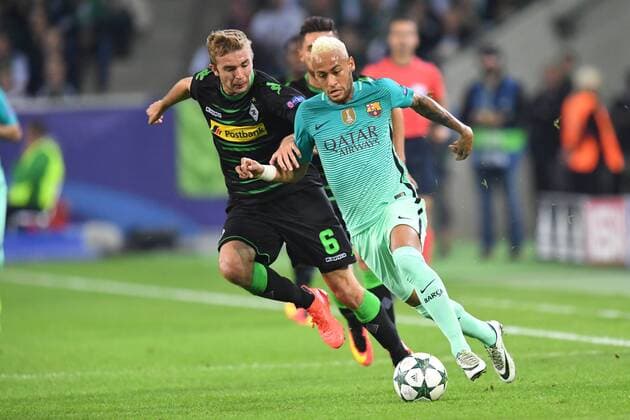 Fussball, UEFA Champions League, Saison 2016 2017, Spieltag 2, Borussia Mönchengladbach vs FC Barcelona Barca 28.09.2016, Stadion am Borussia Park, Mönchengladbach, Christoph Kramer, Borussia Mönchengladbach Neymar, FC Barcelona,