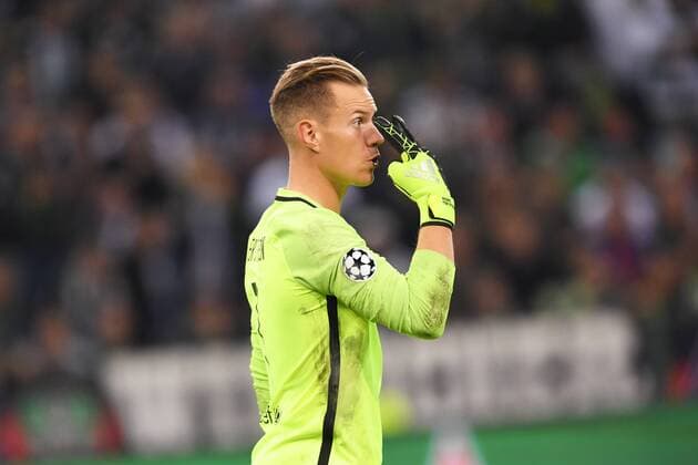 Fussball, UEFA Champions League, Saison 2016 2017, Spieltag 2, Borussia Mönchengladbach vs FC Barcelona Barca 28.09.2016, Stadion am Borussia Park, Mönchengladbach, Marc Andre Ter Stegen , FC Barcelona, Aktion, Einzelbild,